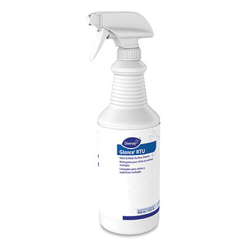 Diversey Glance Glass and Multi-Surface Cleaner, Original, 12 Capped 32 oz Bottles and One Trigger Sprayer, 12/Carton (04705)