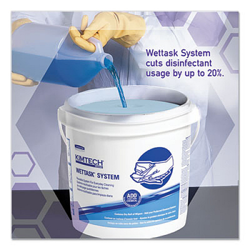 WypAll Power Clean Wipers for Disinfectants, Sanitizers and Solvents WetTask Customizable Wet Wiping System 250/Roll, 6 Roll/Carton (53850)