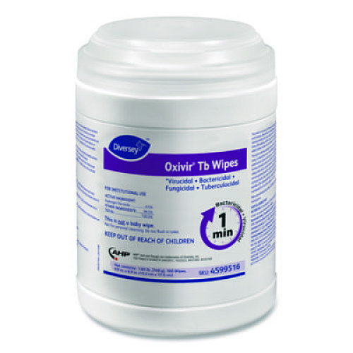 Diversey Oxivir TB Disinfectant Wipes, 7 x 6, White, 160/Canister, 12 Canisters/Carton (4599516)