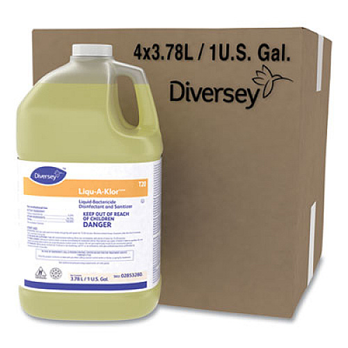Diversey Liqu-A-Klor Disinfectant/Sanitizer, 1 gal. Bottle, 4/Carton (02853280)