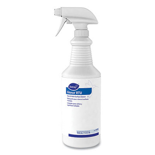 Diversey Glance Glass and Multi-Surface Cleaner, Original, 12 Capped 32 oz Bottles and One Trigger Sprayer, 12/Carton (04705)