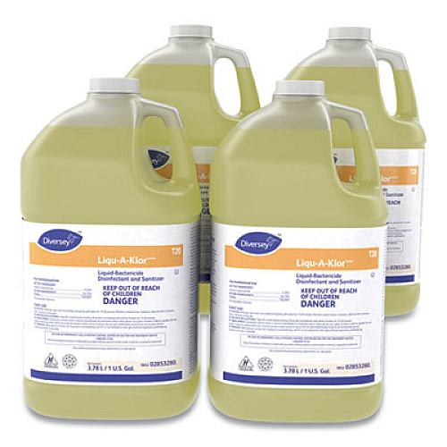 Diversey Liqu-A-Klor Disinfectant/Sanitizer, 1 gal. Bottle, 4/Carton (02853280)
