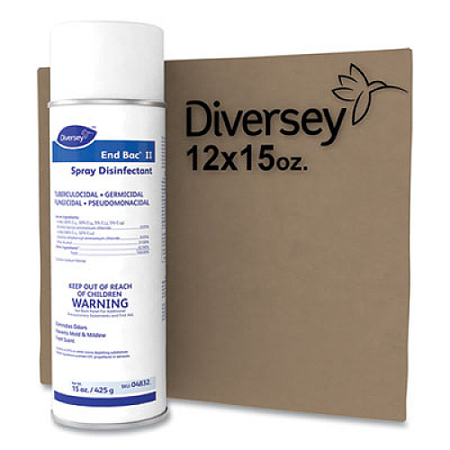 Diversey End Bac II Spray Disinfectant, Fresh Scent, 15 oz Aerosol Spray, 12/Carton (04832)
