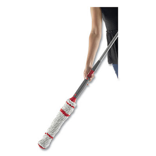 Rubbermaid Microfiber Twist Mop, 16" Wide White Microfiber Head, 4.5 ft Gray/Red Plastic Handle (2088701)