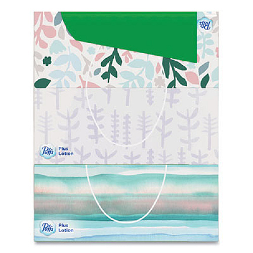 Puffs Plus Lotion Facial Tissue, 2-Ply, White, 124 Sheets/Box, 3 Box/Pack, 8 Packs/Carton (39363)