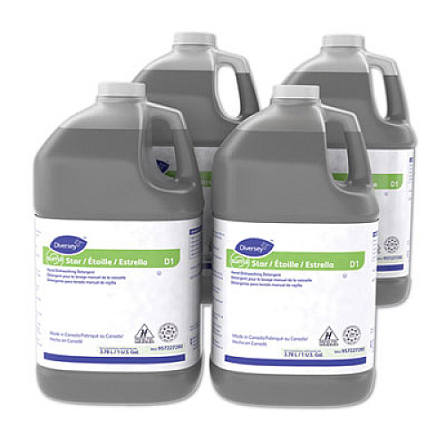 Diversey Suma Star D1 Hand Dishwashing Detergent, Unscented, 1 gal Bottle, 4/Carton (957227280)
