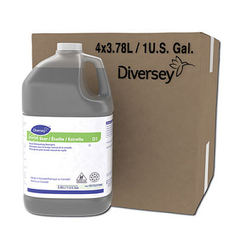 Diversey Suma Star D1 Hand Dishwashing Detergent, Unscented, 1 gal Bottle, 4/Carton (957227280)