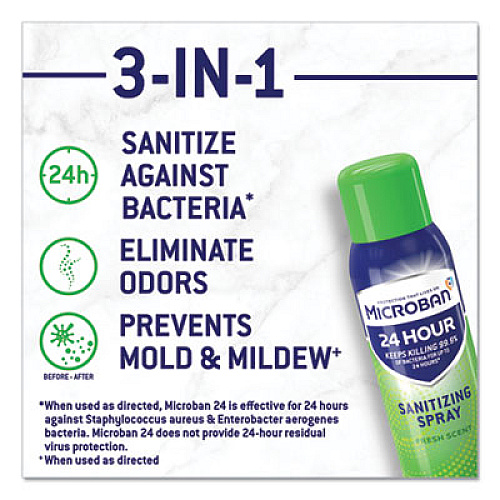 Microban 24-Hour Disinfectant Sanitizing Spray, Fresh Scent, 12.5 oz Aerosol Spray, 6/Carton (48774)