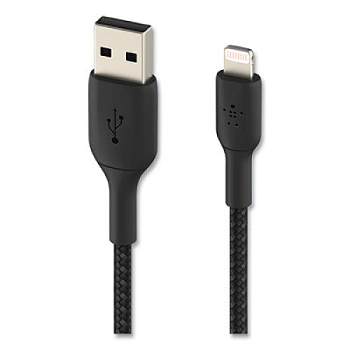Belkin BOOST CHARGE Braided Lightning to USB-A ChargeSync Cable, 6.6 ft, Black (CAA002BT2MBK)