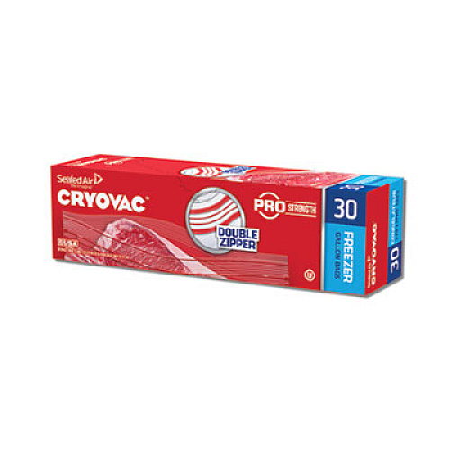 Diversey Cryovac One Gallon Freezer Bag Dual Zipper, 1 gal, 2.5 mil, 10.5" x 10.94", Clear, 270/Carton (100946912)