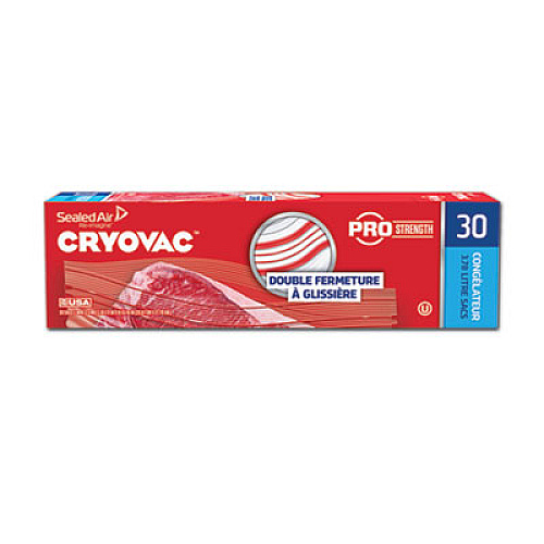 Diversey Cryovac One Gallon Freezer Bag Dual Zipper, 1 gal, 2.5 mil, 10.5" x 10.94", Clear, 270/Carton (100946912)