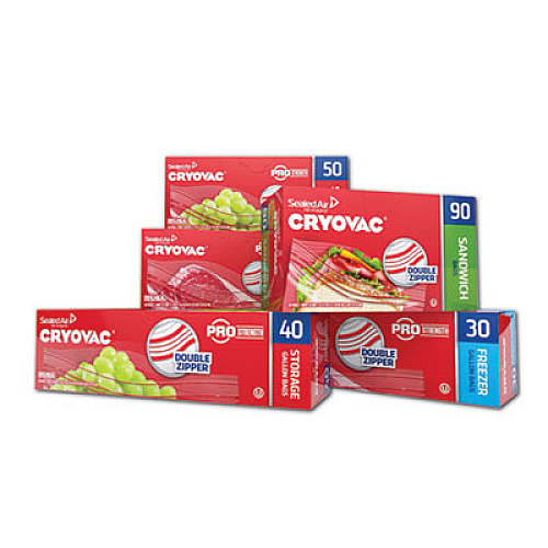 Diversey Cryovac One Gallon Freezer Bag Dual Zipper, 1 gal, 2.5 mil, 10.5" x 10.94", Clear, 270/Carton (100946912)