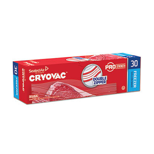 Diversey Cryovac One Gallon Freezer Bag Dual Zipper, 1 gal, 2.5 mil, 10.5" x 10.94", Clear, 270/Carton (100946912)