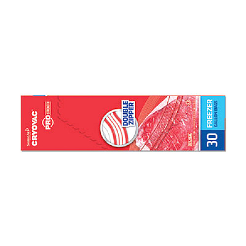 Diversey Cryovac One Gallon Freezer Bag Dual Zipper, 1 gal, 2.5 mil, 10.5" x 10.94", Clear, 270/Carton (100946912)