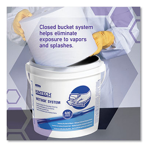 WypAll WetTask Customizable Wet Wiping System Bucket, White/Blue, 4/Carton (51677)