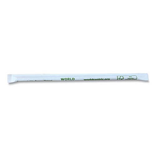 World Centric Sustainable Kraft Paper Straws, Wrapped, 8", Natural, 6,000/Carton (STPA8WK)