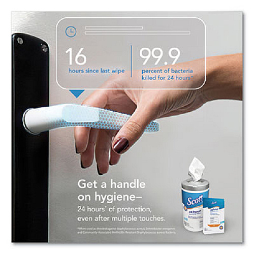 Scott 24-Hour Sanitizing Wipes, 4.5 x 8.25, White, 75/Canister, 6 Canisters/Carton (53609)