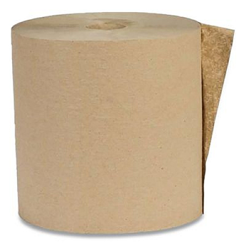 Eco Green Recycled Hardwound Paper Towels, 1-Ply, 7.88" x 800 ft, 1.8 Core, Kraft, 6 Rolls/Carton (EK80186)