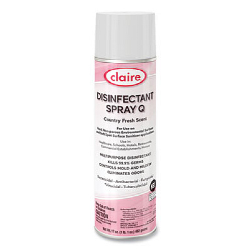 Claire Spray Q Disinfectant, Country Fresh Scent, 17 oz Aerosol Spray, 12/Carton (CL1001)