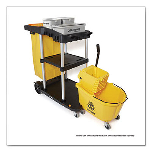 Coastwide Professional Click-Connect Janitorial Cart, 3 Shelves, 43.2 x 22 x 46.3, Black/Gray (24380828)