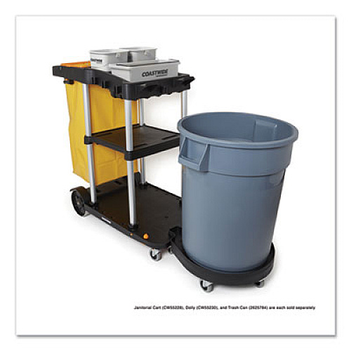 Coastwide Professional Click-Connect Janitorial Cart, 3 Shelves, 43.2 x 22 x 46.3, Black/Gray (24380828)