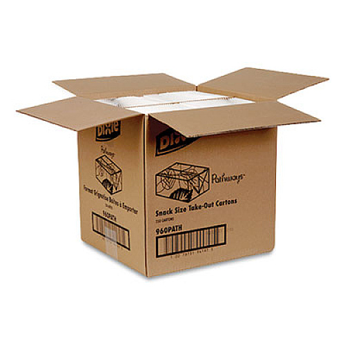 Dixie Fast-Top One-Piece Paperboard Take-Out Box, Pathways Theme, 7 x 4.25 x 2.75, White/Green/Maroon, 250/Carton (960PATH)