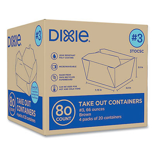 Dixie 24451856 Reclosable One-Piece Natural-Paperboard Take-Out Box