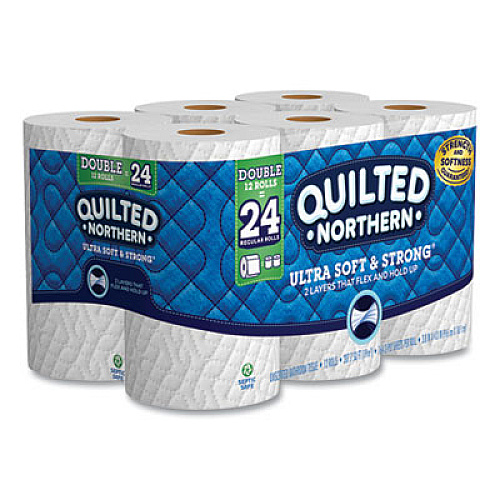 Quilted Northern Ultra Soft and Strong Bathroom Tissue, Double Rolls, Septic Safe, 2-Ply, White, 164 Sheets/Roll, 48 Rolls/Carton (94421)