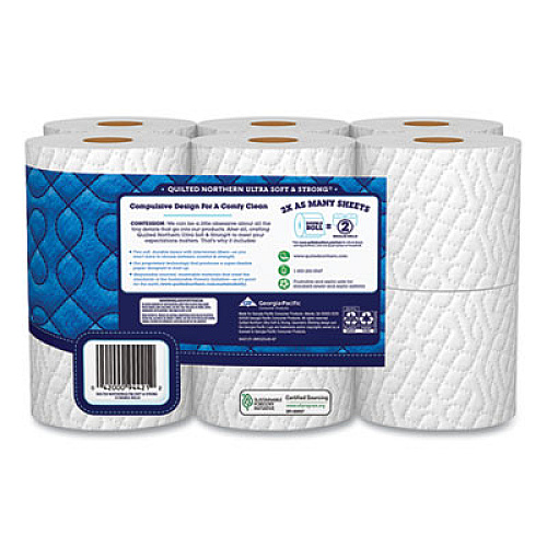 Quilted Northern Ultra Soft and Strong Bathroom Tissue, Double Rolls, Septic Safe, 2-Ply, White, 164 Sheets/Roll, 48 Rolls/Carton (94421)