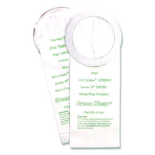 Green Klean Replacement Vacuum Bags, Fits NSS Outlaw/ProTeam QuarterVac/Sandia/Sanitaire, 10/Pack (QVACP)