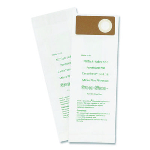 Green Klean Replacement Vacuum Bags, Fits Advac/Lindhaus/Minuteman Phenom/Nilfisk Carpetwin, 10/Pack (CARPTWNP)