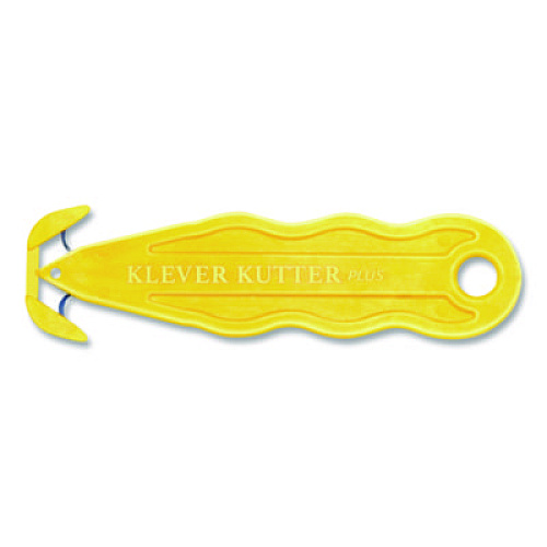 Klever Kutter Kurve Blade Plus Safety Cutter, 5.75" Plastic Handle, Yellow, 10/Box (PLS100Y)
