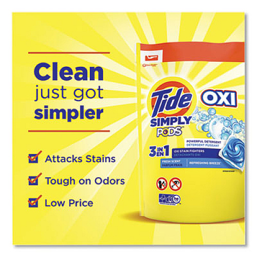 Tide Simply PODS Plus Oxi Laundry Detergent, Fresh Scent, 55/Tub (60601)