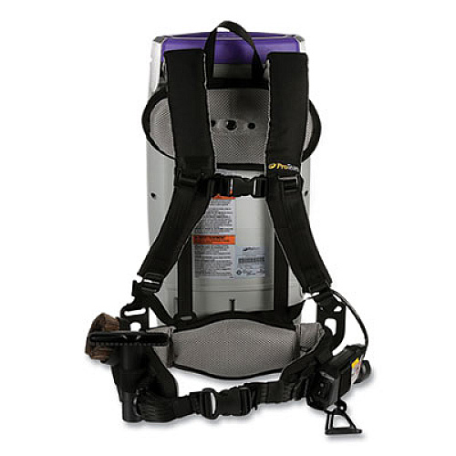 ProTeam Super Coach Pro 10 Backpack Vacuum with Xover Fixed-Length Two-Piece Wand, 10 qt Tank Capacity, Gray/Purple (107304)