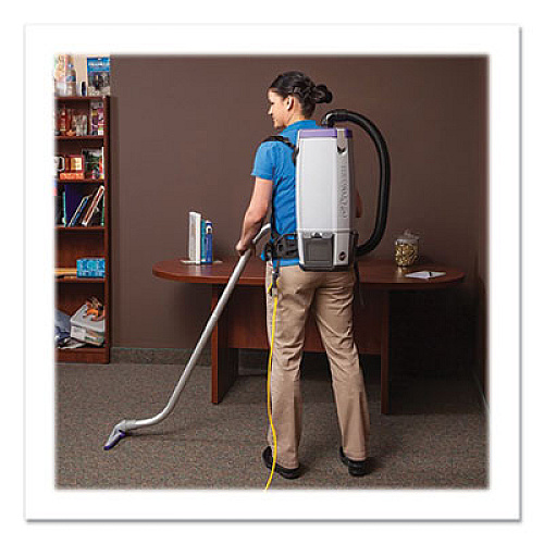 ProTeam Super Coach Pro 10 Backpack Vacuum with Xover Fixed-Length Two-Piece Wand, 10 qt Tank Capacity, Gray/Purple (107304)