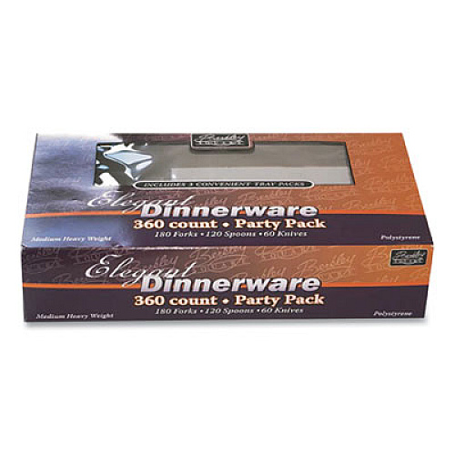 Berkley Square Medium Heavyweight Party Pack, Medium Heavyweight Forks, Knives, Spoons, White, 360/Pack (1065008)
