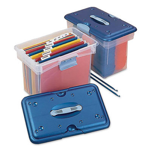 homz TOTE-N-GO, LARGE, 15.75" X 10" X 11.25", CLEAR/BLUE (379413)