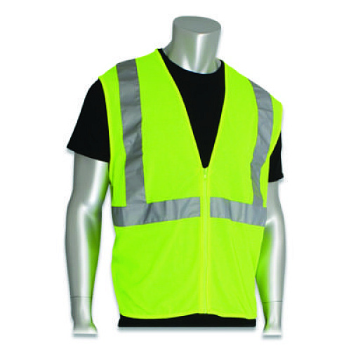 PIP Zipper Safety Vest, Large, Hi-Viz Lime Yellow (302MVGZLYL)