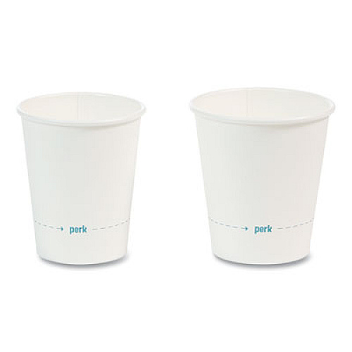 Perk White Paper Hot Cups, 8 oz, 100/Pack (24431632)