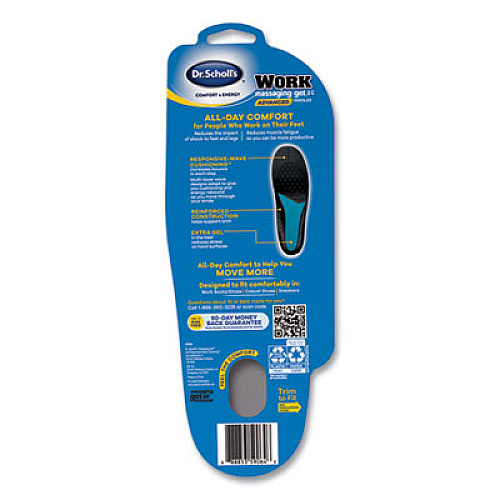 Dr. Scholl's Comfort and Energy Work Massaging Gel Insoles, Women, Women's Sizes 6 to 11, Black/Blue, Pair (59064)