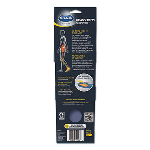 Dr. Scholl's Pain Relief Orthotic Heavy Duty Support Insoles, Men, Men's Sizes 8 to 14, Gray/Blue/Orange/Yellow, Pair (59048)