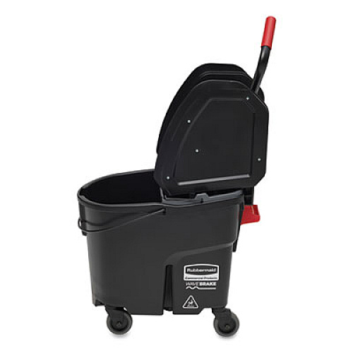 Rubbermaid Commercial WaveBrake 2.0 Bucket/Wringer Combos, Down-Press, 35 qt, Plastic, Black (FG1863898)