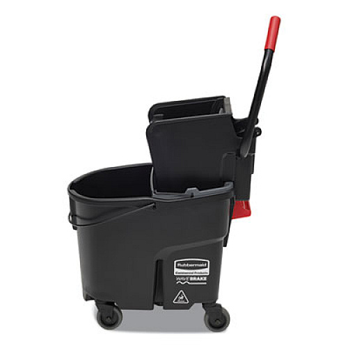 Rubbermaid Commercial WaveBrake 2.0 Bucket/Wringer Combos, Side-Press, 35 qt, Plastic, Black (FG1863896)