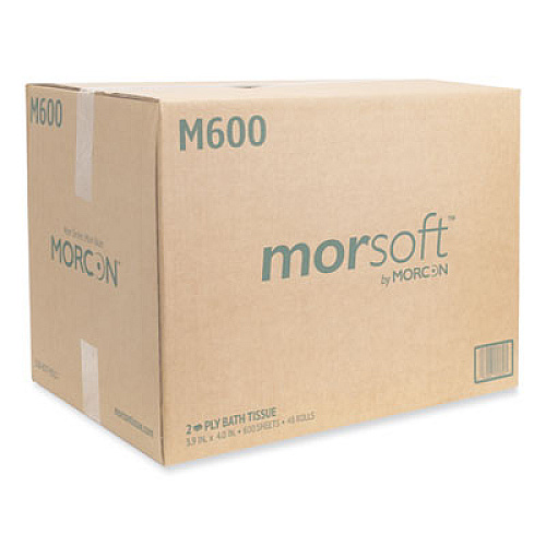 Morcon Tissue Morsoft Controlled Bath Tissue, Septic Safe, 2-Ply, White, 600 Sheets/Roll, 48 Rolls/Carton (M600)