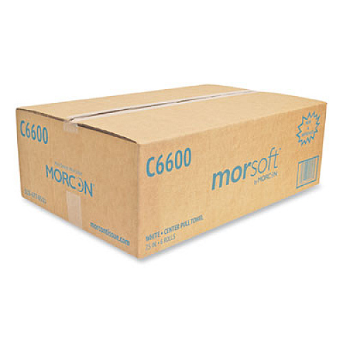 Morcon Tissue Morsoft Center-Pull Roll Towels, 2-Ply, 6.9" dia, White, 600 Sheets/Roll, 6 Rolls/Carton (C6600)