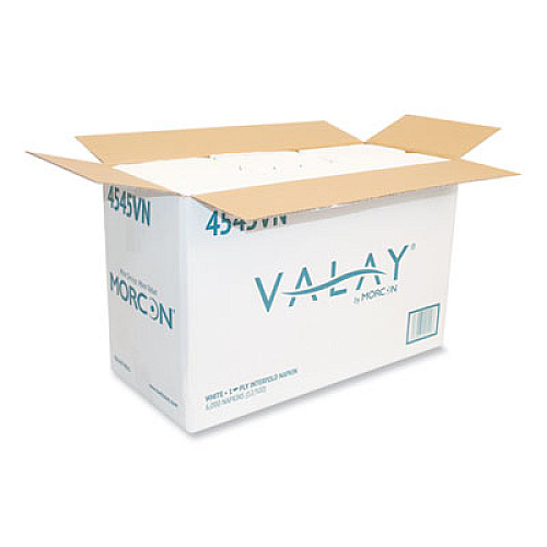 Morcon Tissue Valay Interfolded Napkins, 1-Ply, White, 6.5 x 8.25, 6,000/Carton (4545VN)