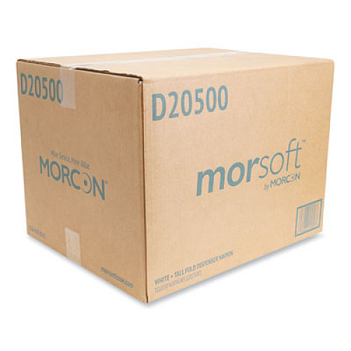 Morcon Tissue Morsoft Dispenser Napkins, 1-Ply, 6 x 13, White, 500/Pack, 20 Packs/Carton (D20500)
