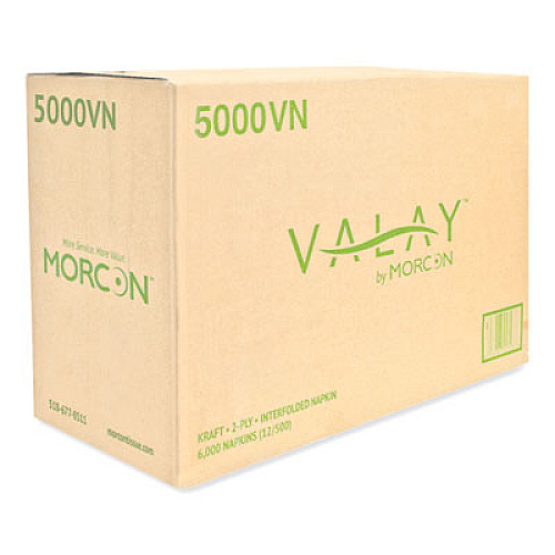 Morcon Tissue Valay Interfolded Napkins, 2-Ply, 6.5 x 8.25, Kraft, 6,000/Carton (5000VN)