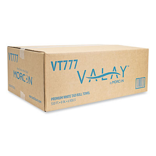 Morcon Tissue Valay Proprietary TAD Roll Towels, 1-Ply, 7.5" x 550 ft, White, 6 Rolls/Carton (VT777)