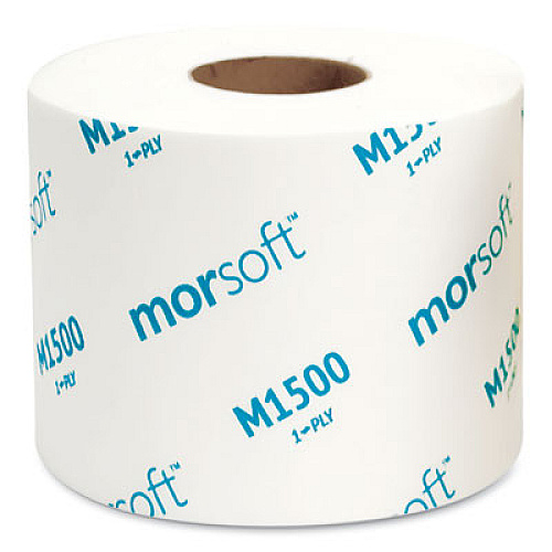 Morcon Tissue Morsoft Controlled Bath Tissue, Split-Core, Septic Safe, 1-Ply, White, 3.9" x 4", 1500 Sheets/Roll, 48 Rolls/Carton (M1500)